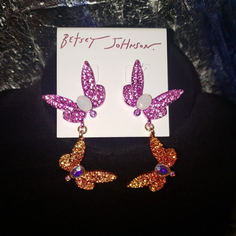 Betsey Johnson Butterfly Drop Earrings